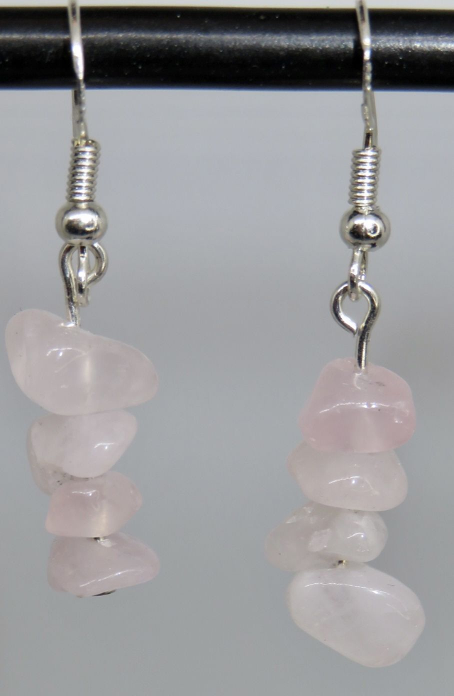 Boucle d'oreille pendante en Quartz rose