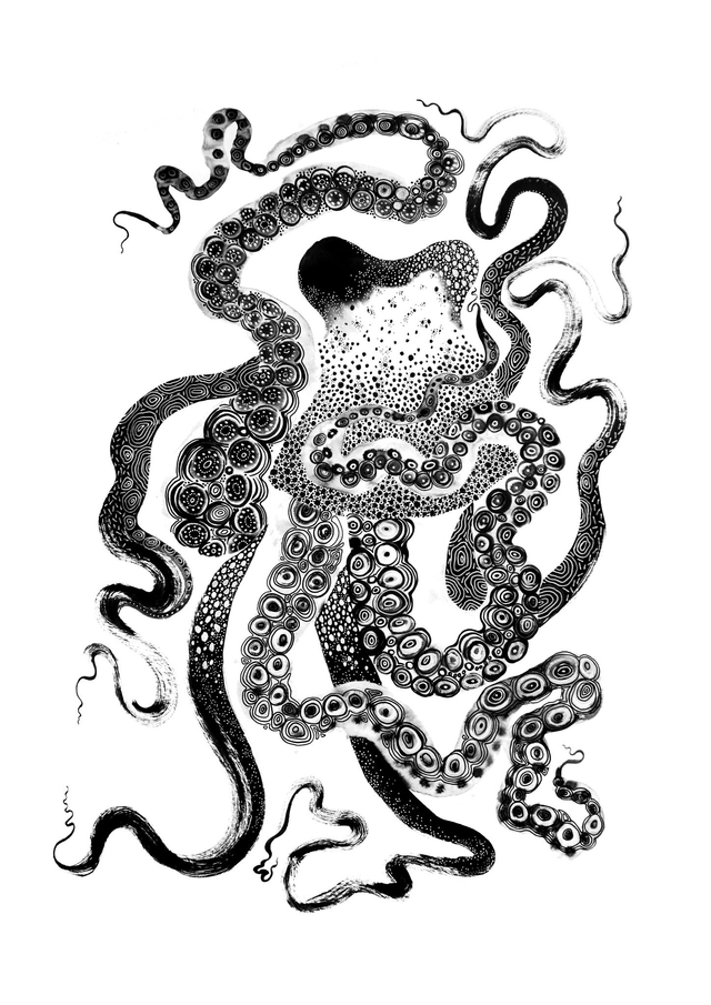 Poulpe / Collection Minä &amp; Meri / A5, A4, A3, A2 print