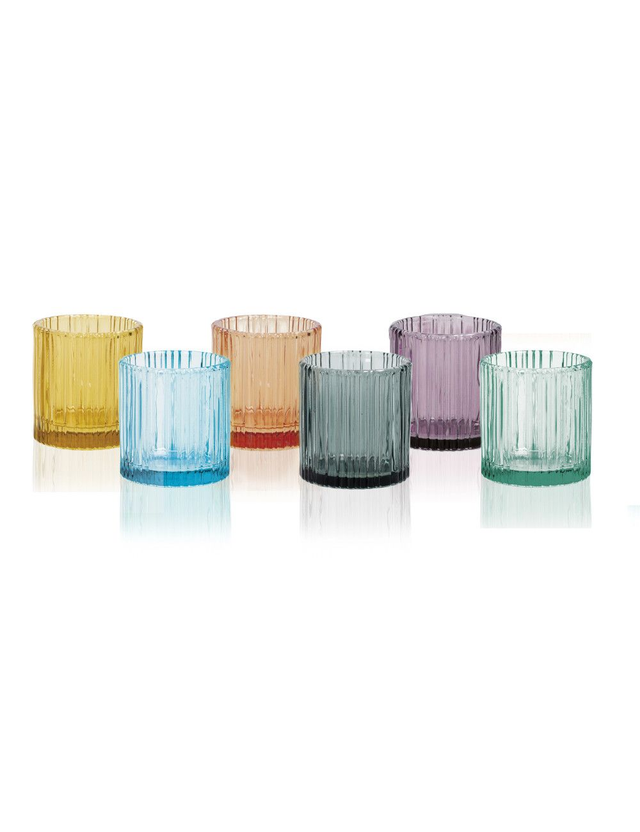 Brandani - Bicchieri Shot Plissè Colori Assortiti Set 6 Pz Vetro
