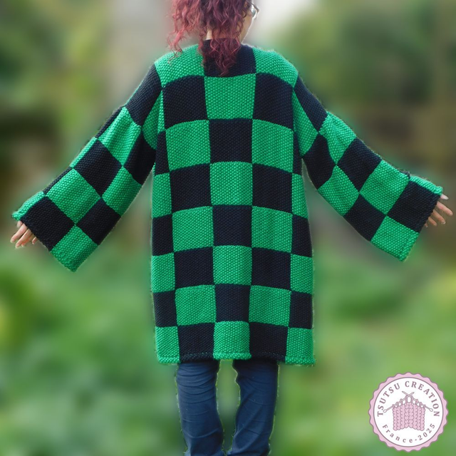 Gilet à carreaux noirs & verts