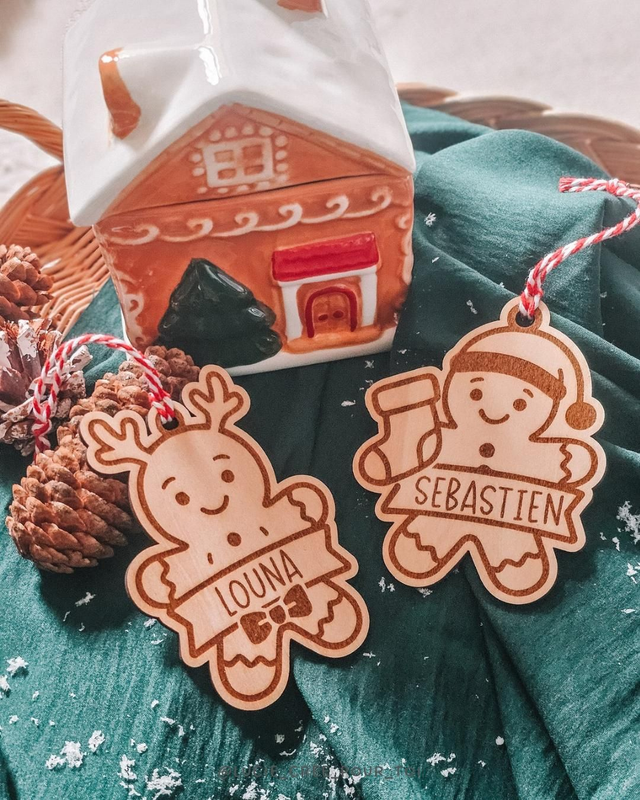 Suspension de Noël personnalisée - pain d'épices en bois