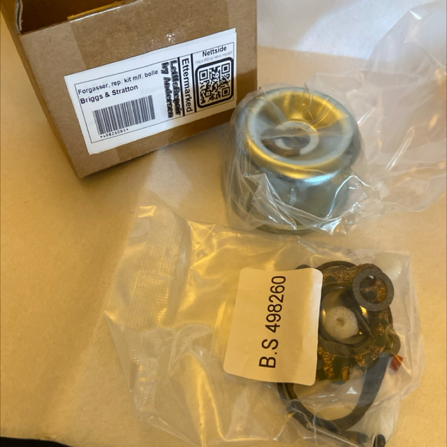 Forgasser kit, B&S, 498260, inkl. flottørbolle