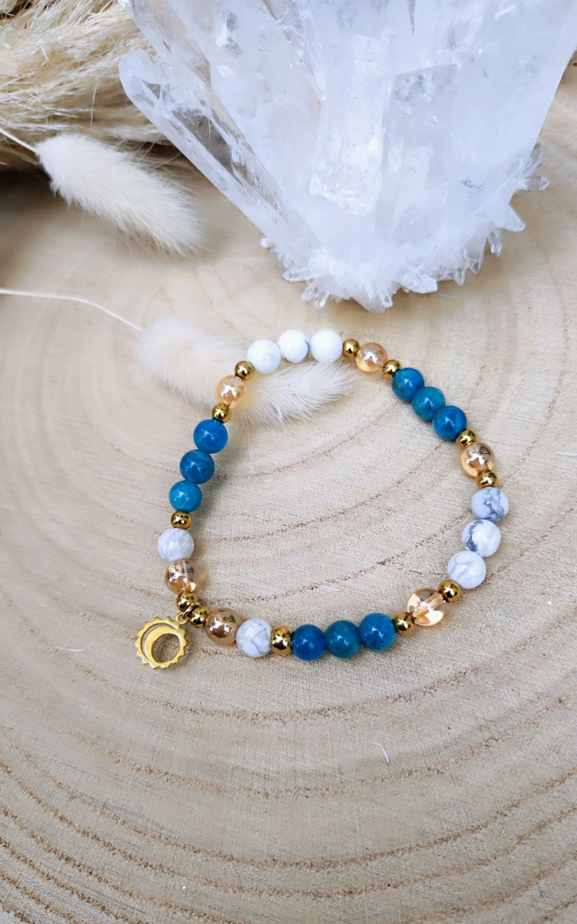 Bracelet Apatite et Howlite Lune