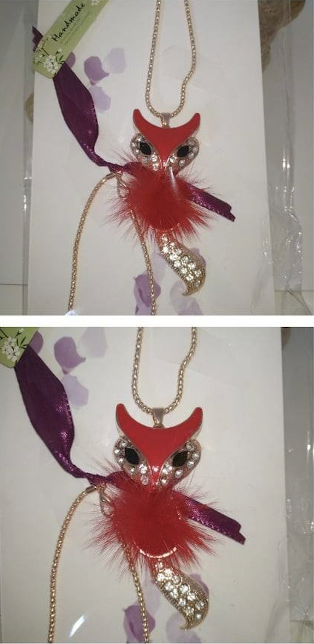 Collier Sautoir renard serti de zircons, en acier inoxydable