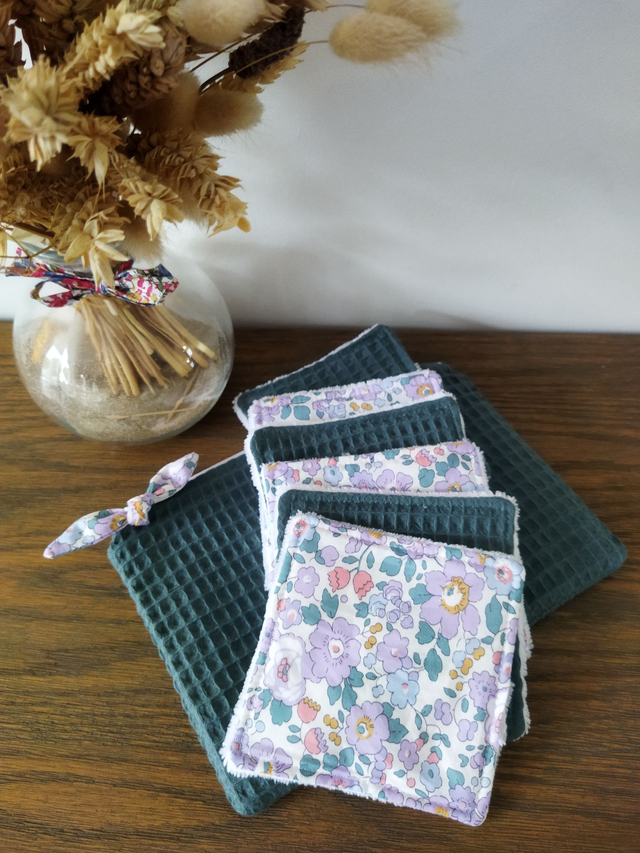 Pochette et lot de 6 lingettes lavables