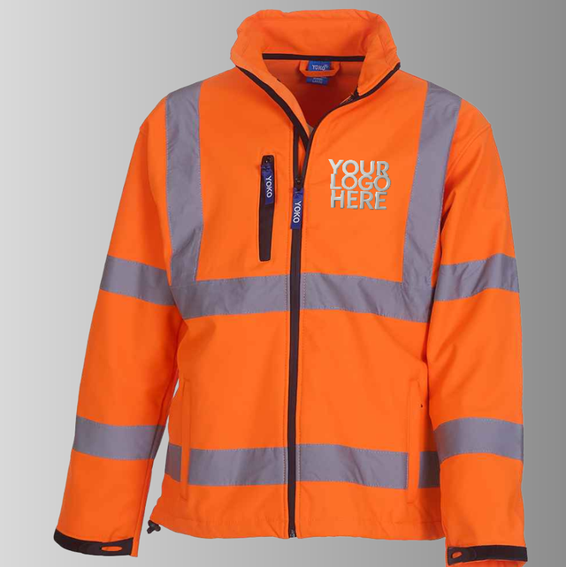 Personalised Hi-Vis Softshell Jacket – Custom Text & Logo | Unisex Workwear