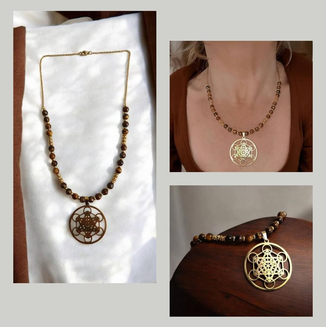 6)Collier Œil de tigre -- Confiance en soi et Protection 