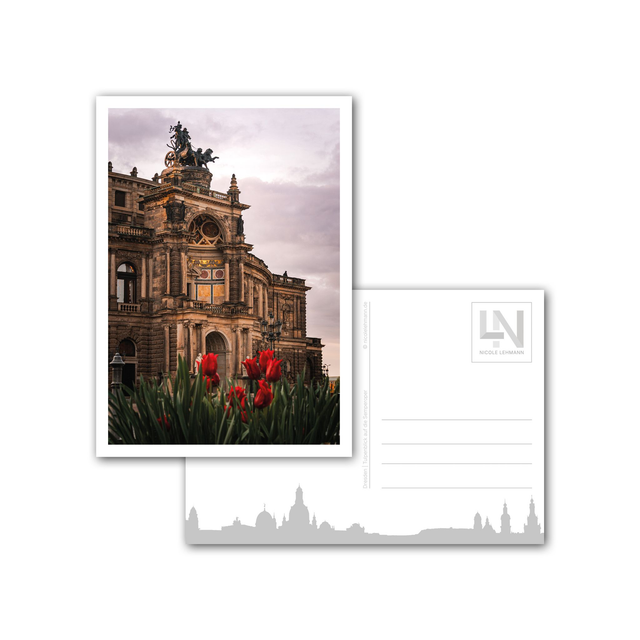 Dresden - Tulpenblick auf die Semperoper - Postkarte