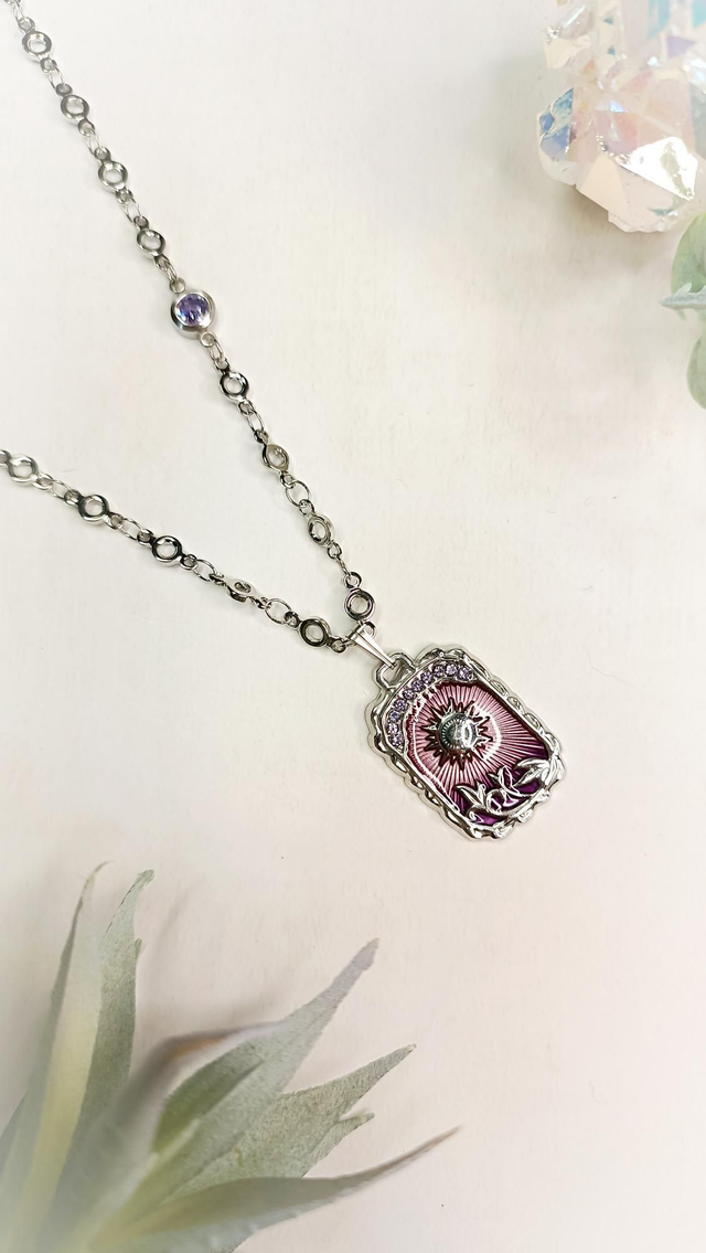 Collier SURYAH - Argenté - Violet mystique