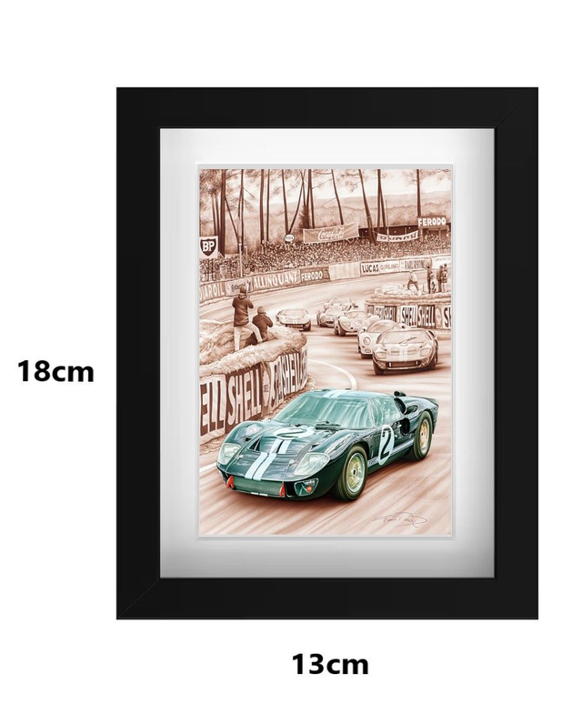 Small Framed Postcard Ford GT40 GREEN