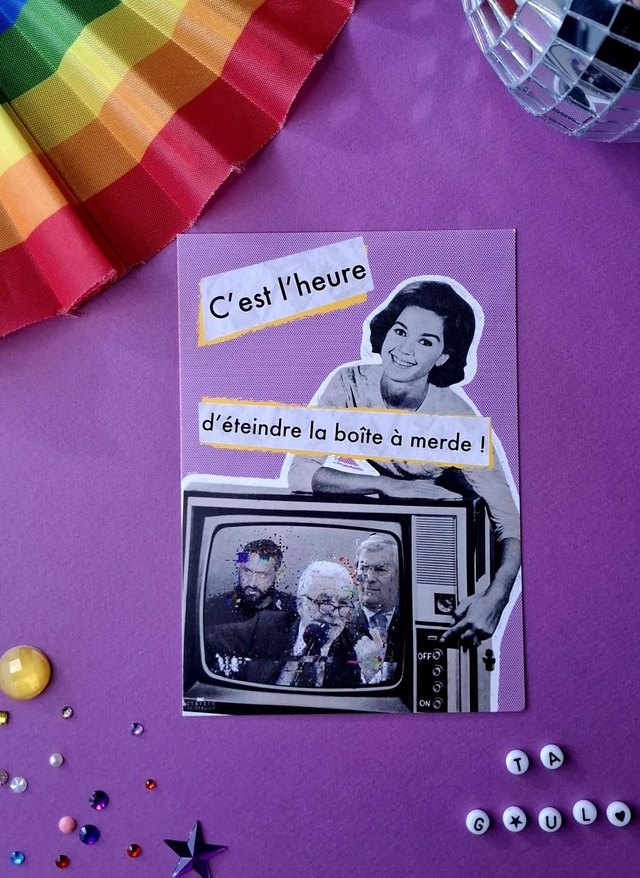 Carte postale C'est l'heure d'éteindre la boîte a merde 