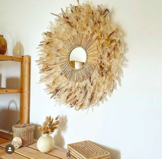 Jujuhat Choco-vanille Plumes de coq et raphia naturel