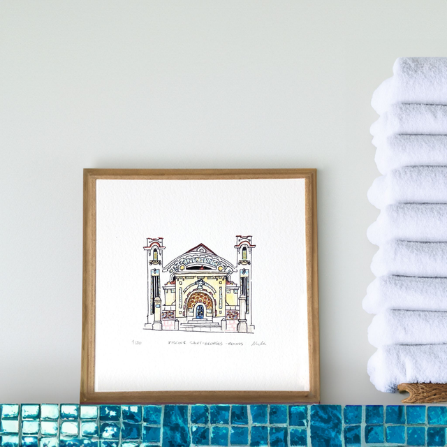 Saint-Georges Pool – Rennes Art Deco Art Print