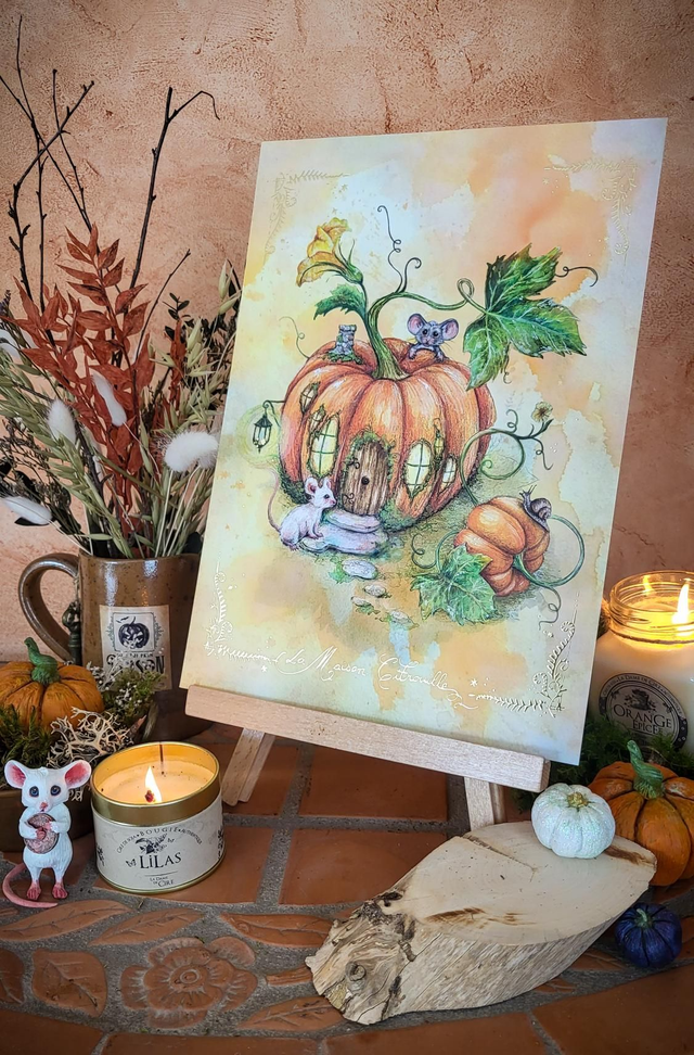 Affiche A4 - La maison Citrouille - dorure