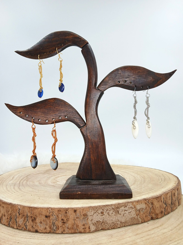 Alix, boucles d'oreilles en pierres naturelles et métal