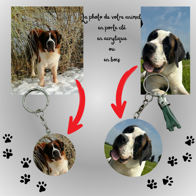 Porte clé personnalisable avec la photo de votre animal