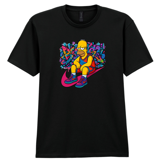 Homer Simpson Nike Inspired Black Soft Spun Patterned T-Shirt