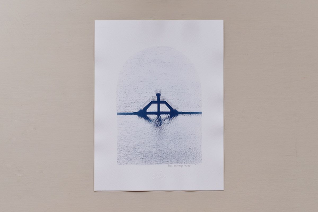 Affiche cyanotype photo de Bretagne - La piscine, Saint-Malo 