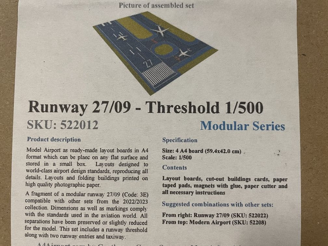 Diorama Runway 27/09 Threshold 1/500 (4 x A4 29,78 x 21 cm) ohne Flugzeuge