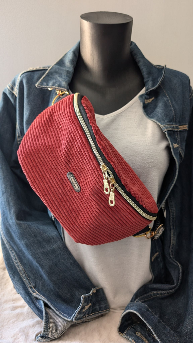 Sac Banane en Velours Côtelé terracotta 