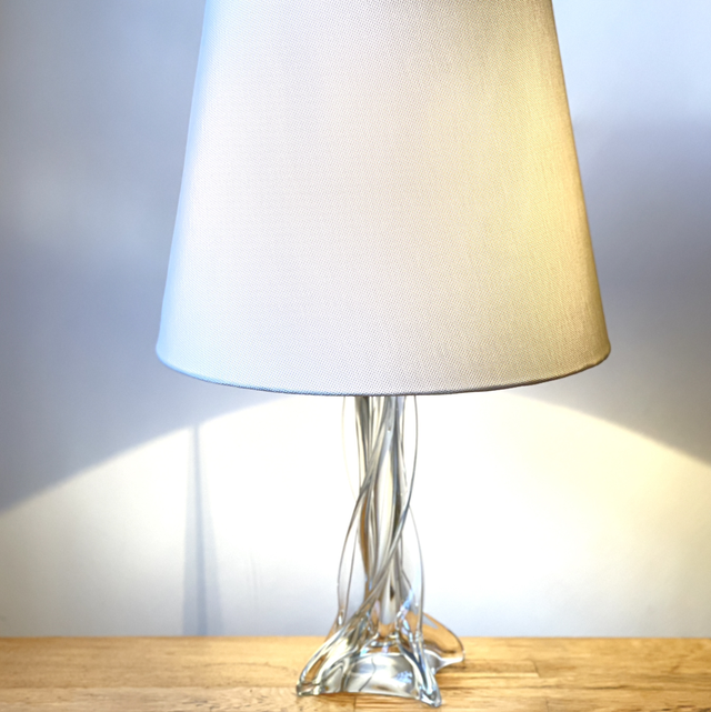 Tischleuchte aus Kristallglas Saint Louis Glas Lampe  swirl signiert