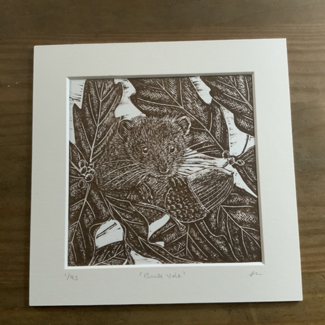 Vole linocut print