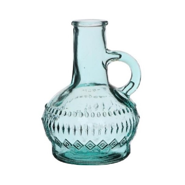 Gekleurd glazen flesje, vaasje, Lille Soft Blue 