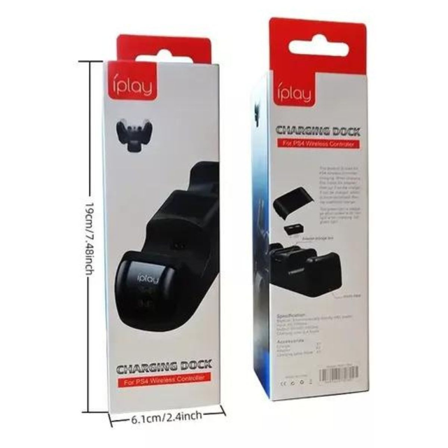 Cargador doble control Ps4 / entrada superior con adaptador tipo iman