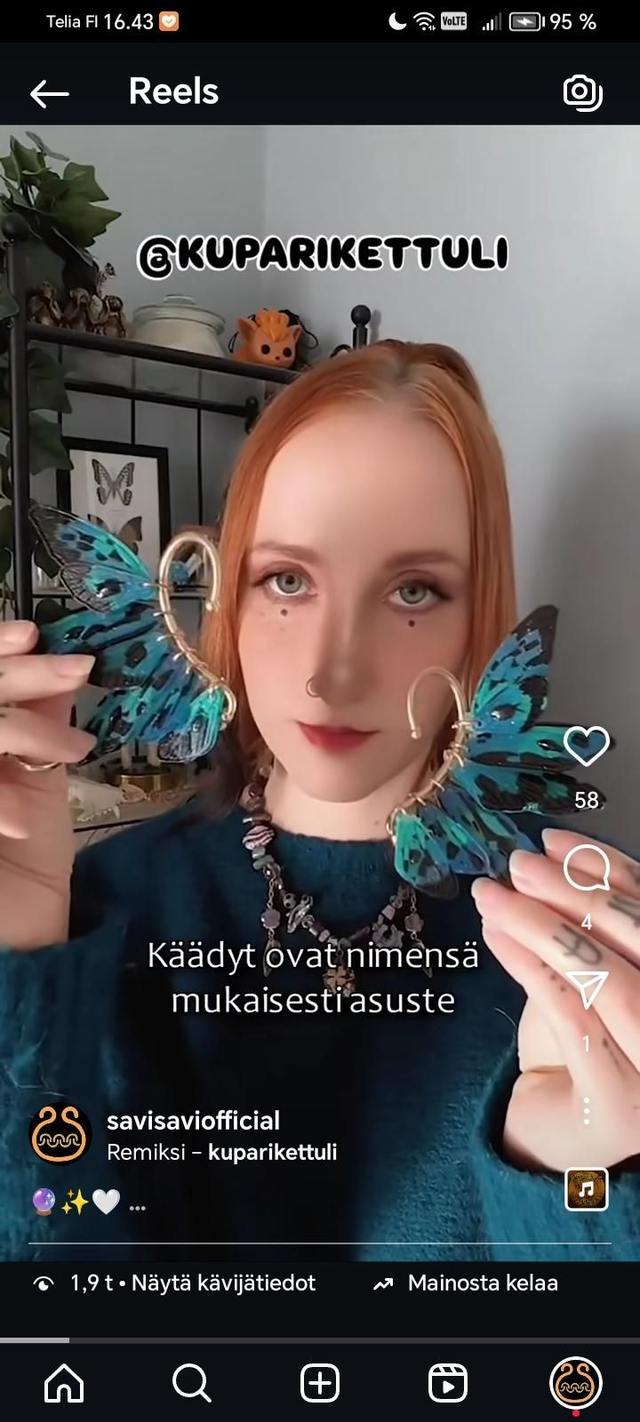 Korvakäädyt pari / Ear cuffs pair