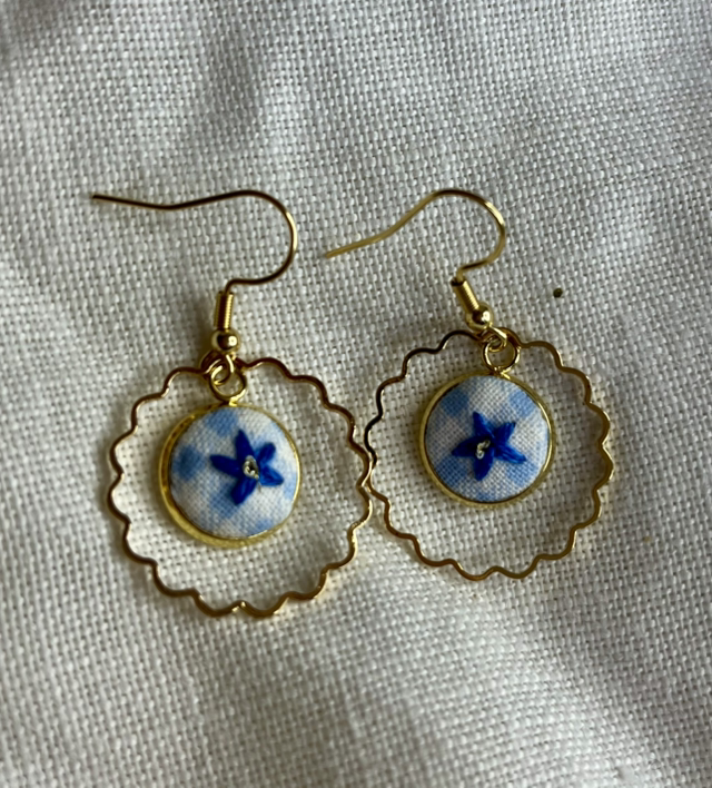 Boucles d’oreilles *Marya Bleue/vichy