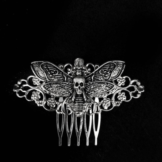 Death moth hairclip/comb