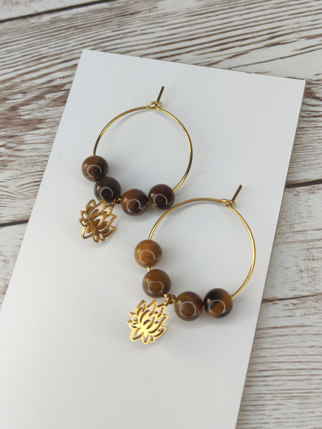 Boucles Œil de tigre créole 2.5 cm