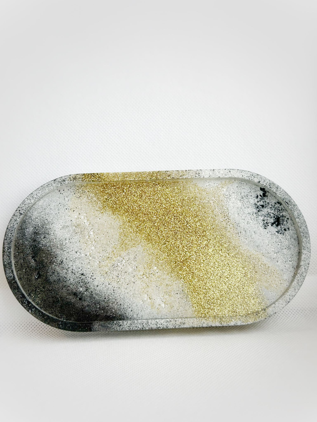 Plateau vide poche allongé effet granit 