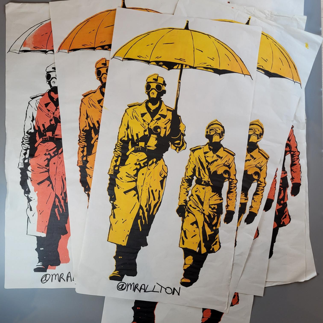 Colour screenprint on pasteup newsprint paper 