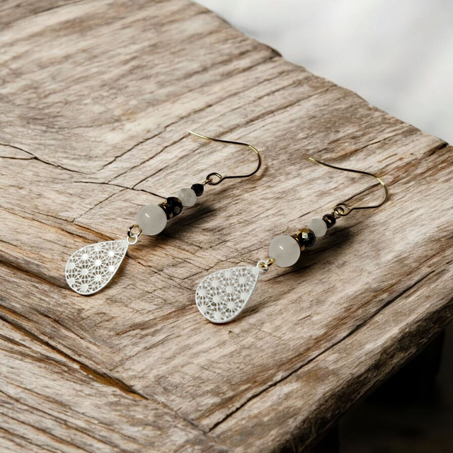 Boucles d&#039;oreilles blanc acier inoxydable