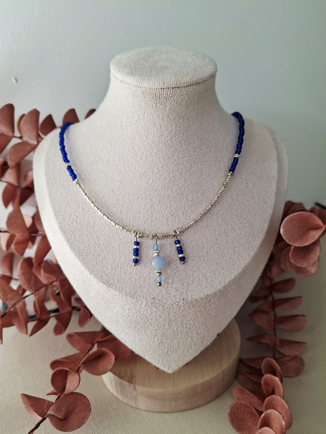 Collier Solaria - bleu argenté