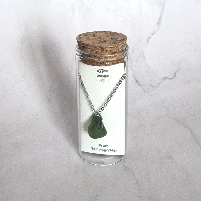 Collier Trésor marin argenté vert foncé