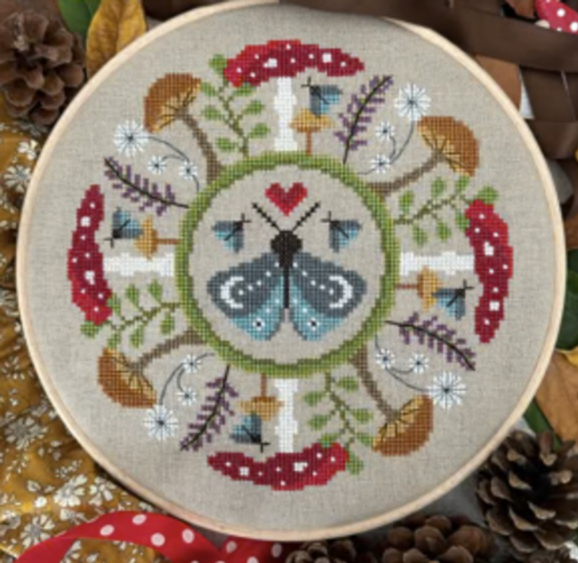 The Moth and Mushroom Cross Stitch Kit by Little Dove Designs