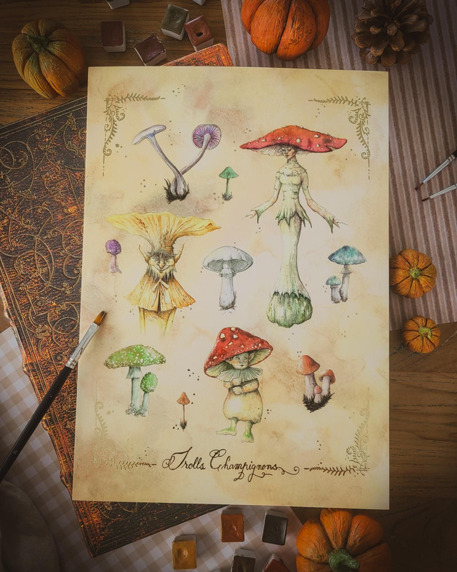 Affiche A4 - Trolls Champignons - dorure