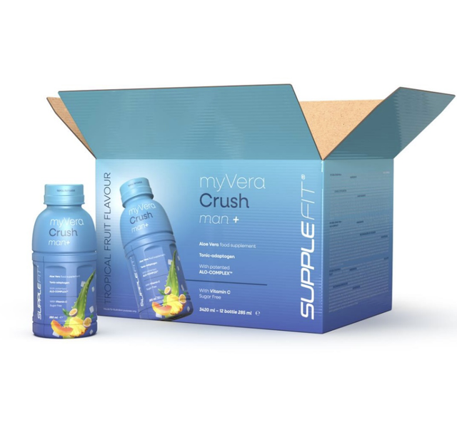MyVera Crush Man + | Nahrungsergänzungsmittel in Einzelflaschen à 285ml (12-er Pack)