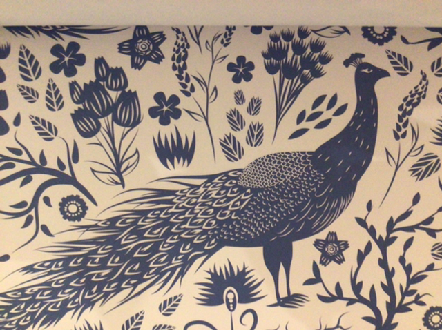 Gift Wrap Rewrapped Blue and White Bird