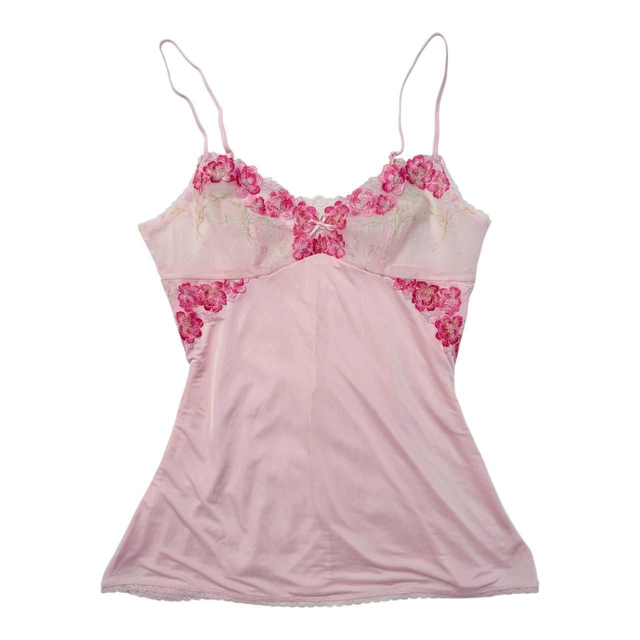 BNWT Japanese brand coquette pink embroidered cups cami 