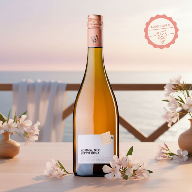 Frank & Frei Komma, Nix Secco Rosa trocken Alkoholfrei