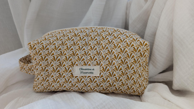 Trousse matelassée côté carré - Collection "Soleil d'automne"