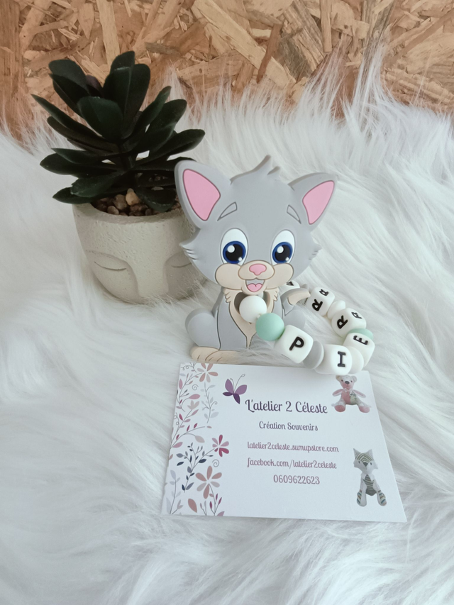 Anneau de dentition en silicone Chat Gris