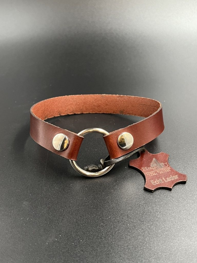 Collar van 20 mm echt tuigleer met 40mm O-ring