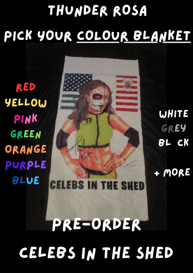 Thunder Rosa La Mera Mera AEW Wrestler Picture Blanket (Black Logo)(75cm x 150cm) PRE-ORDER