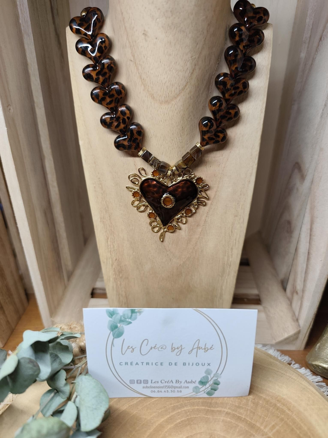 COLLIER COEUR LEOPARD 0000963