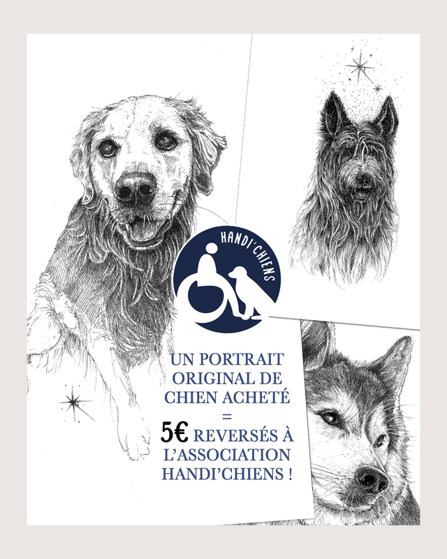 Portrait original spécial chien = 5€ pour Handi'chiens
