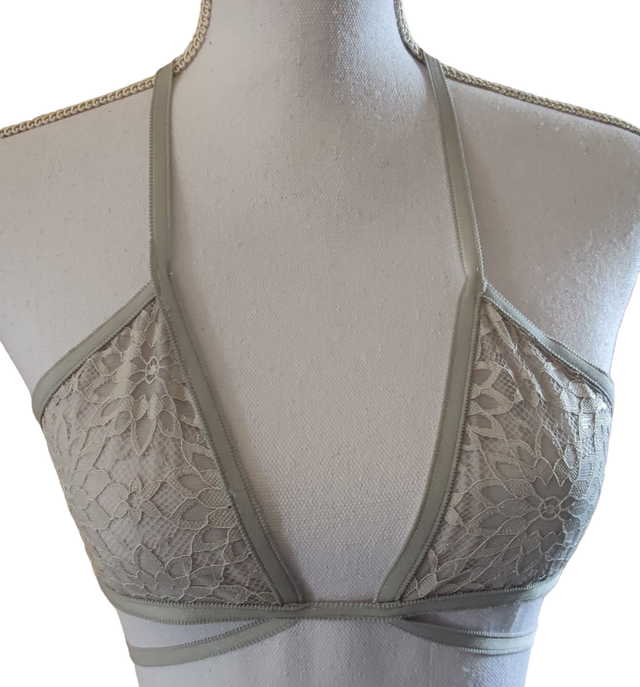 Brassière gris perle dentelle taille M 